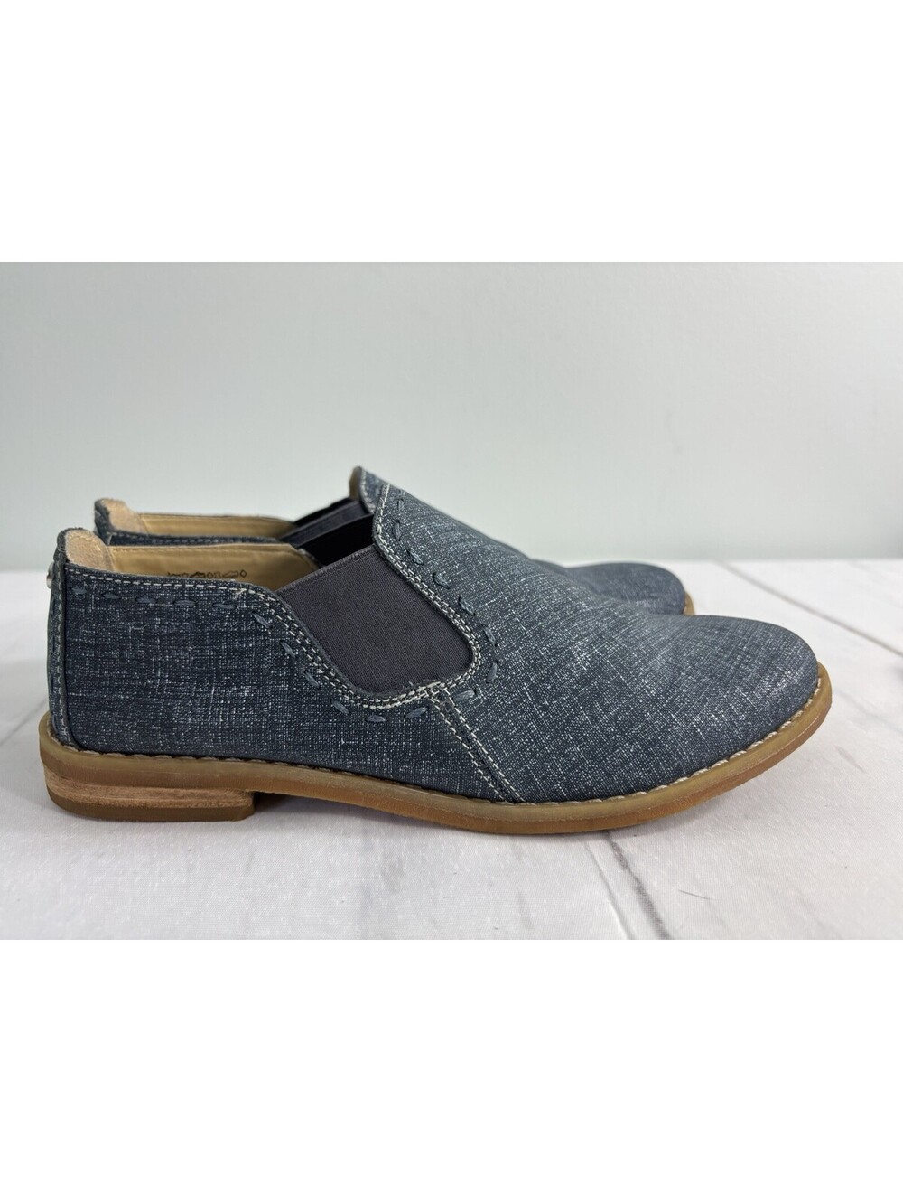 Hush Puppies Womens Chardon Slip Ons Size 7 W Color-Blue Chambray Denim Suede - Picture 6 of 9